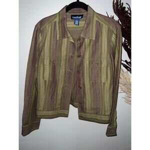 Vintage linen blend Evan Picone petite size 12p retro button front jacket CUTE!